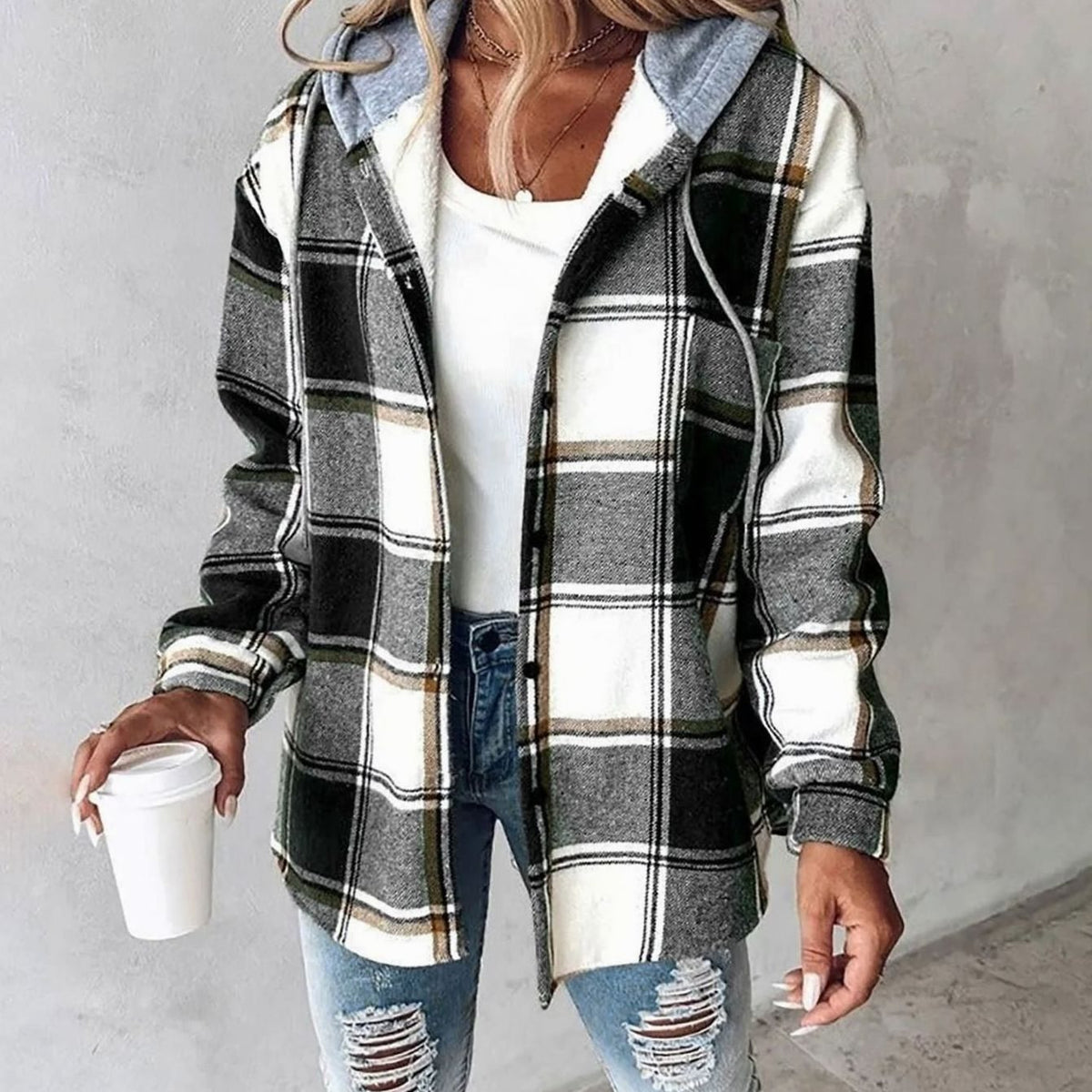 Amelie Plaid Hooded Shacket