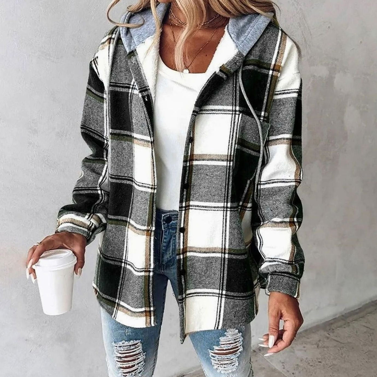 Amelie Plaid Hooded Shacket