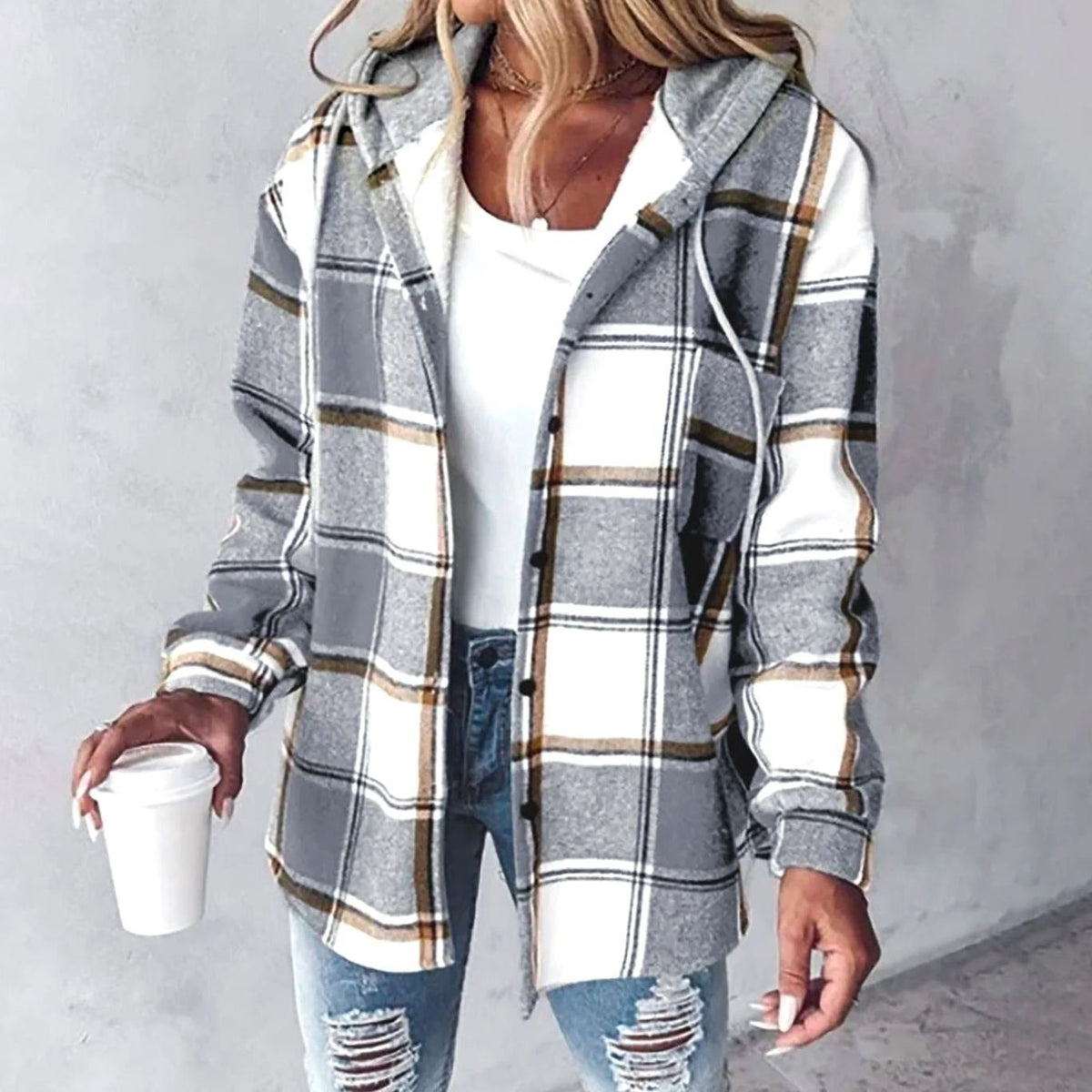 Amelie Plaid Hooded Shacket
