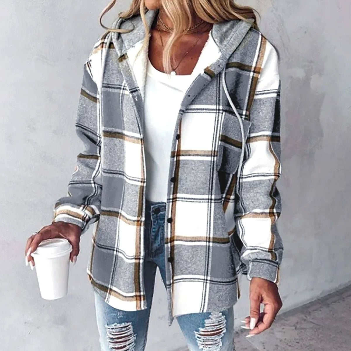 Amelie Plaid Hooded Shacket