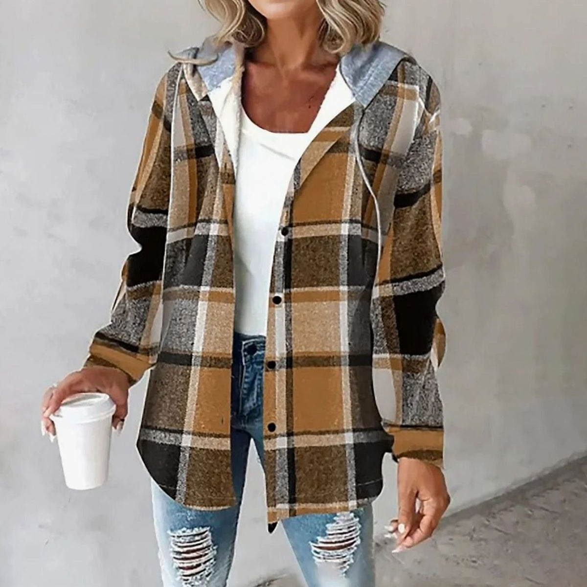 Amelie Plaid Hooded Shacket