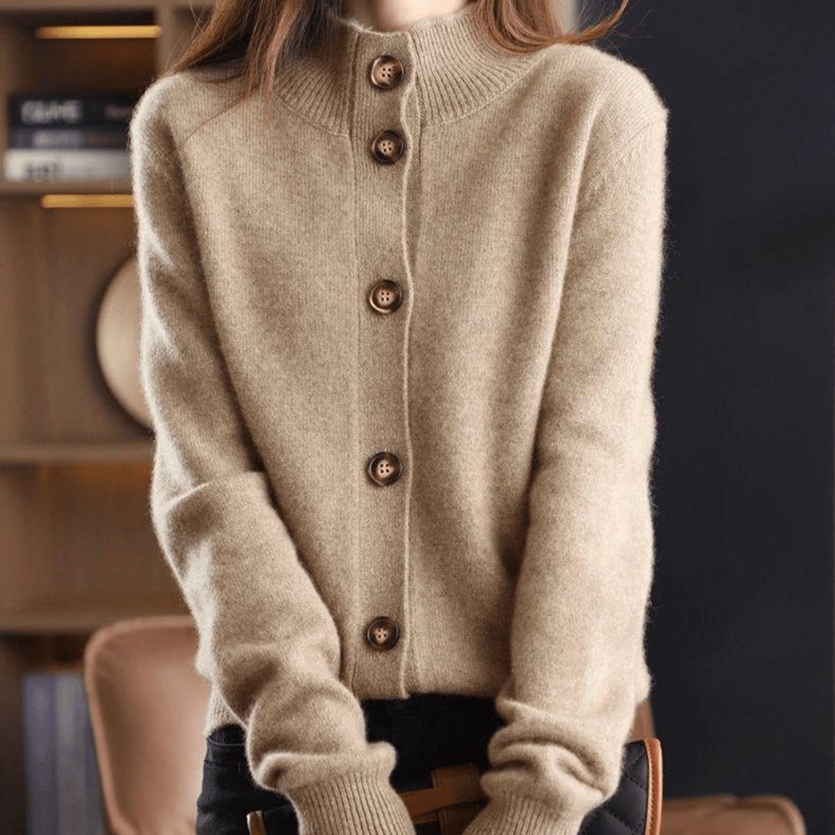 Charlotte Cashmere-Blend Button-Front Cardigan
