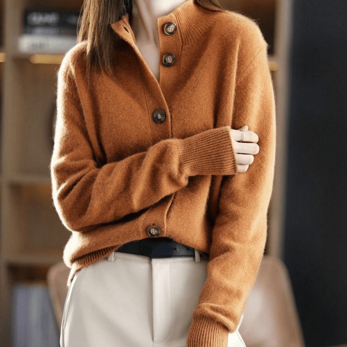 Charlotte Cashmere-Blend Button-Front Cardigan