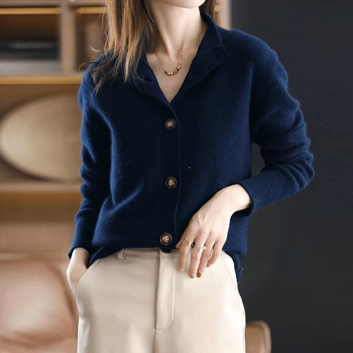 Charlotte Cashmere-Blend Button-Front Cardigan