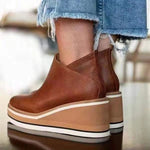 Charlotte Platform Wedge Ankle Boots with Side Zip