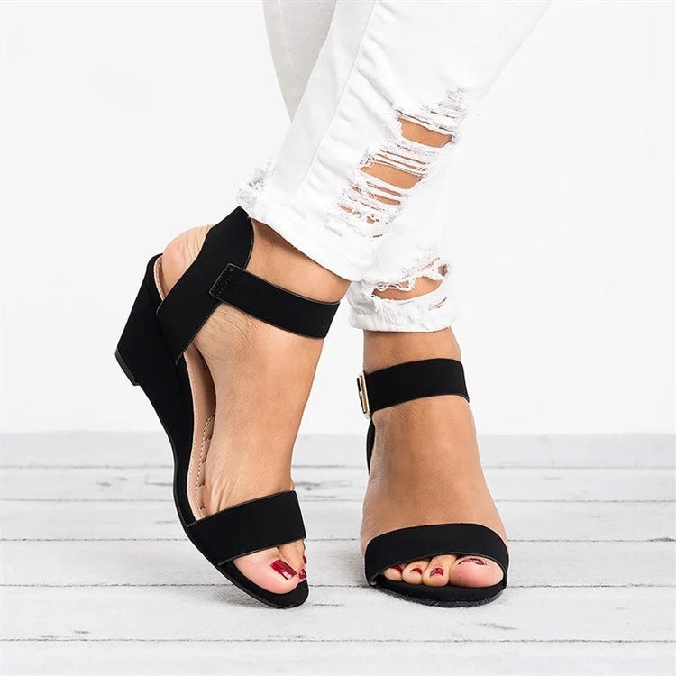 Elisabeth Wedge Ankle-Strap Sandals