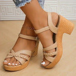 Annika Braided Strap Wedge Sandals