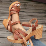Annika Braided Strap Wedge Sandals
