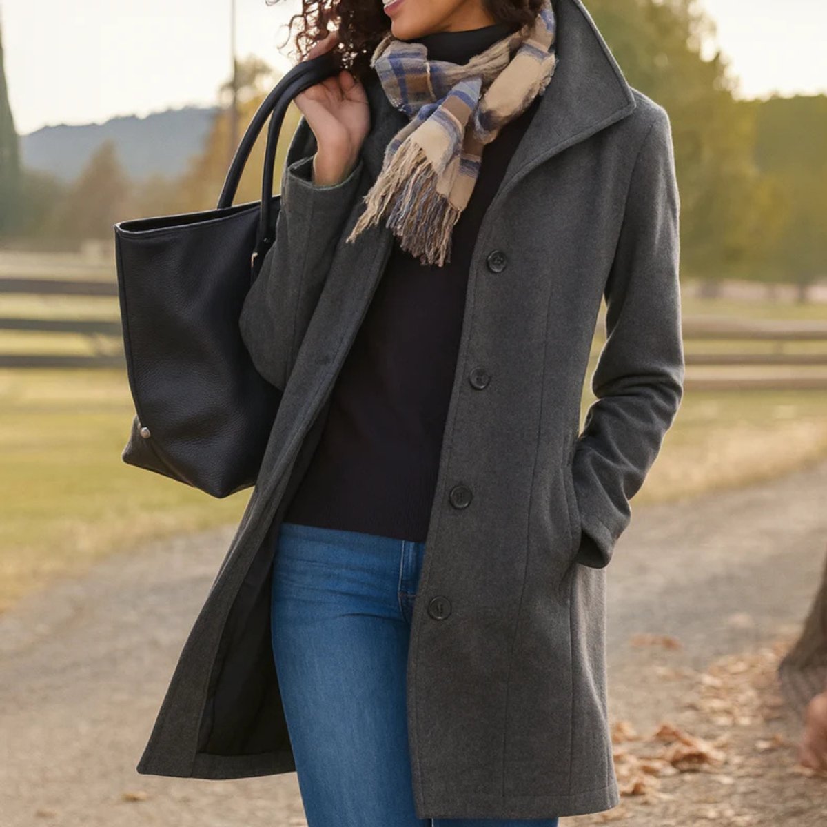 Charlotte Classic Mid-Length Button Coat