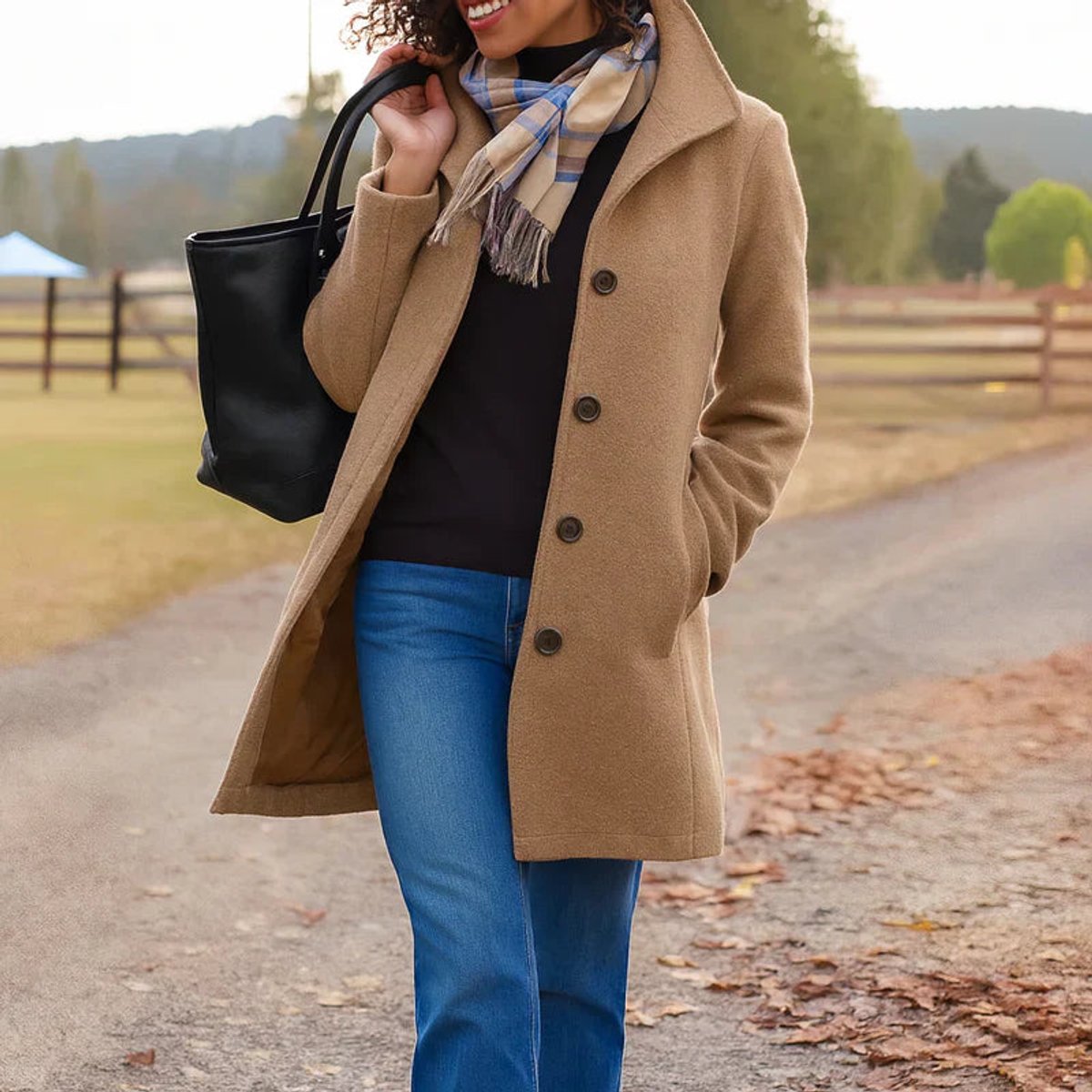 Charlotte Classic Mid-Length Button Coat