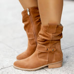 Frieda Faux Suede Slip-On Knee-High Boots