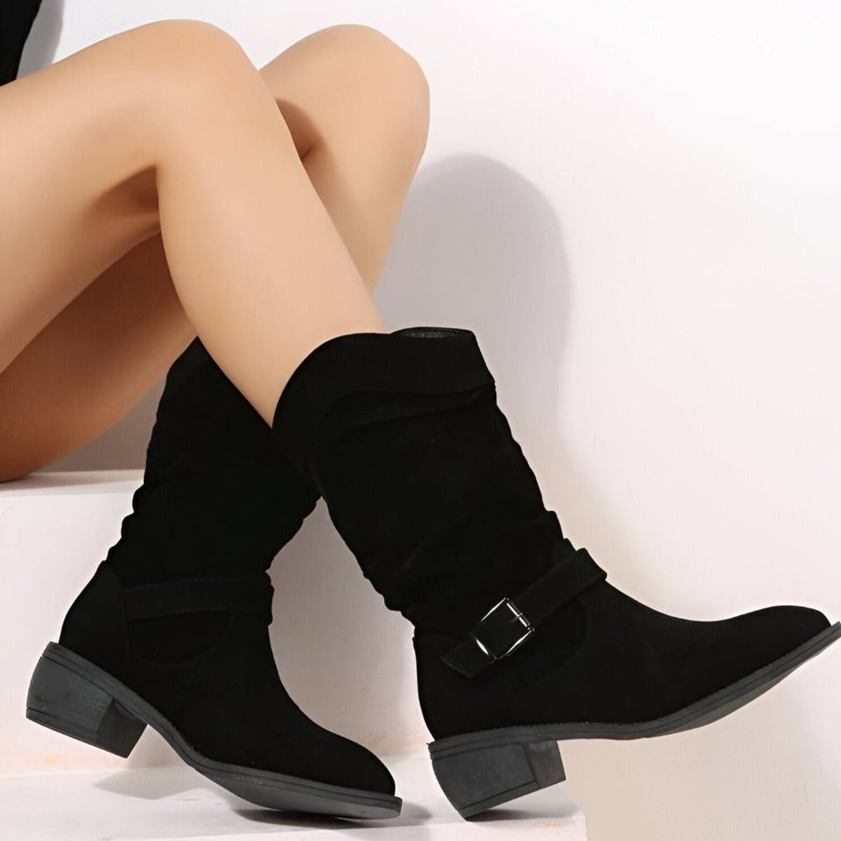 Frieda Faux Suede Slip-On Knee-High Boots