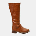 Nora Buckled Knee-High Faux Leather Boots
