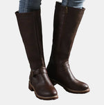 Nora Buckled Knee-High Faux Leather Boots