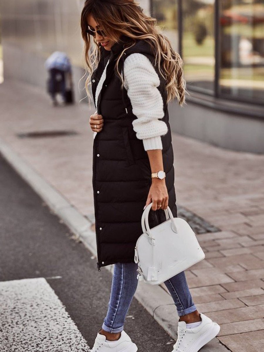 Clara Knee-Length Hooded Puffer Vest