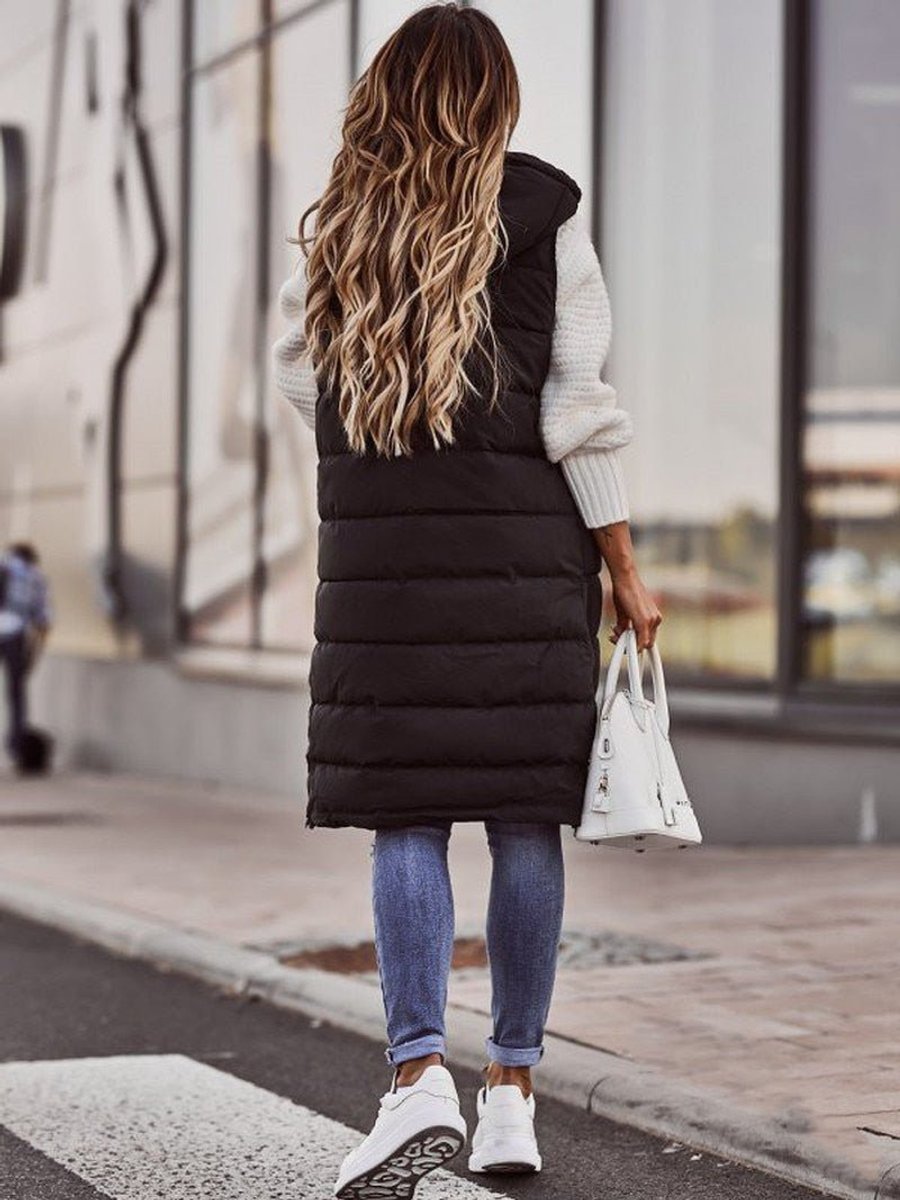 Clara Knee-Length Hooded Puffer Vest