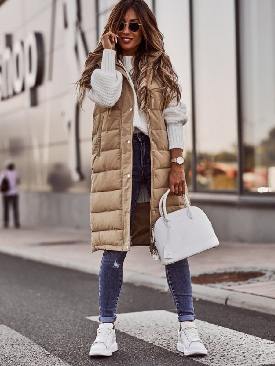Clara Knee-Length Hooded Puffer Vest