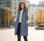 Clara Knee-Length Hooded Puffer Vest