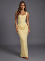 Elfriede Corset Maxi Evening Gown with Square Neckline