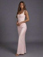 Elfriede Corset Maxi Evening Gown with Square Neckline