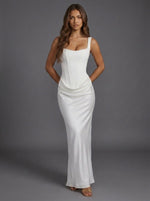 Elfriede Corset Maxi Evening Gown with Square Neckline