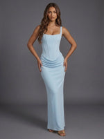 Elfriede Corset Maxi Evening Gown with Square Neckline