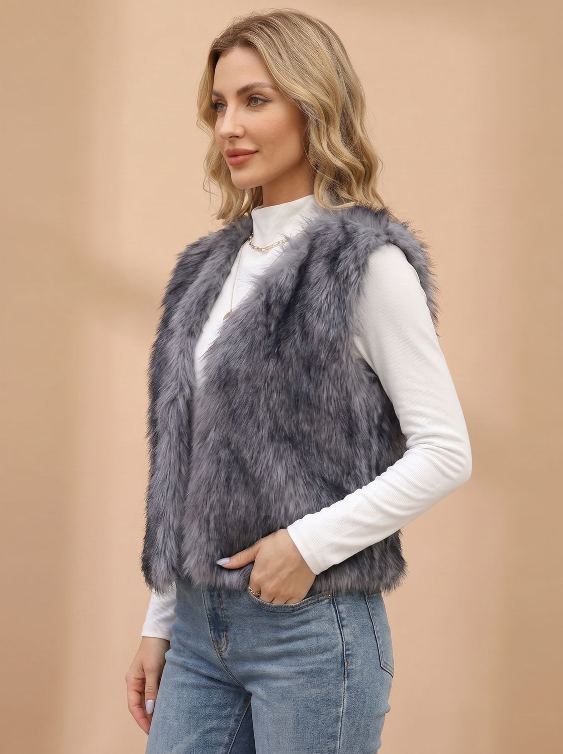 Frieda Faux Fur Lined Sleeveless Vest