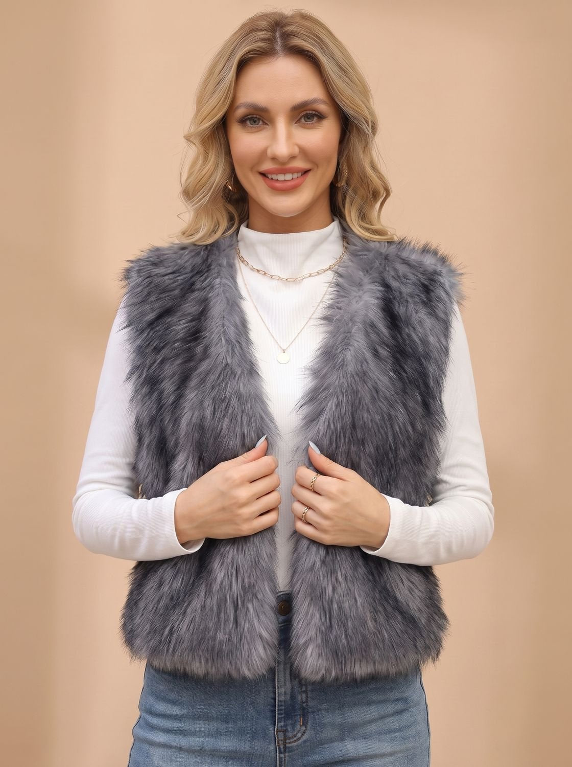 Frieda Faux Fur Lined Sleeveless Vest
