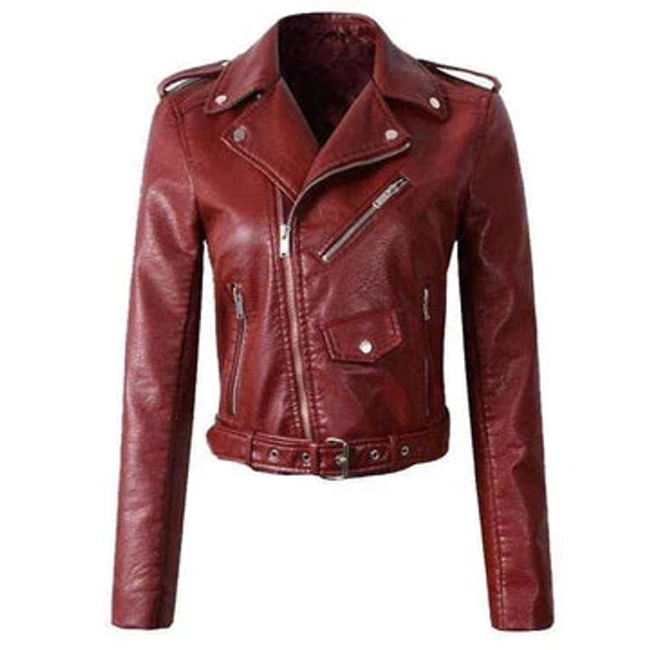 Annika Faux Leather Cropped Biker Jacket