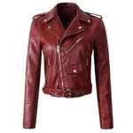 Annika Faux Leather Cropped Biker Jacket