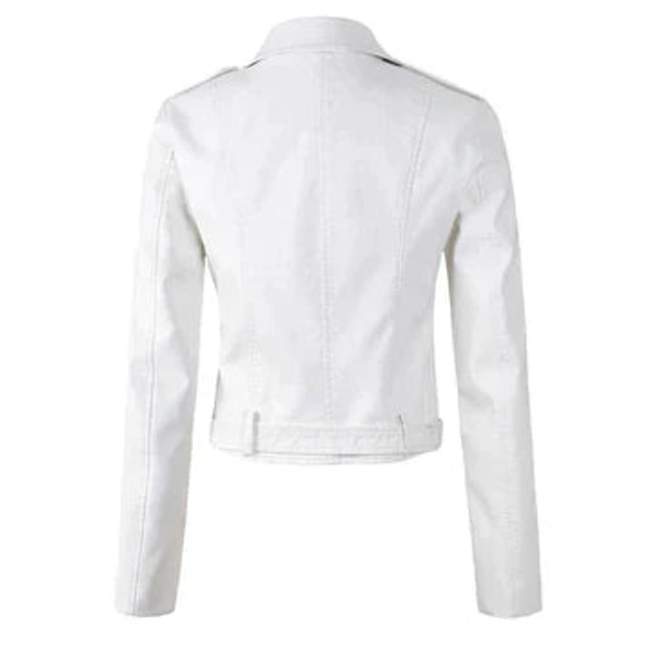 Annika Faux Leather Cropped Biker Jacket