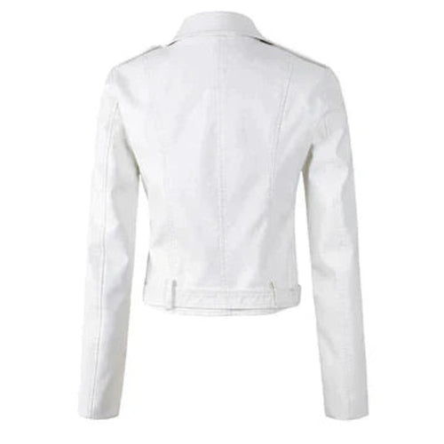 Annika Faux Leather Cropped Biker Jacket