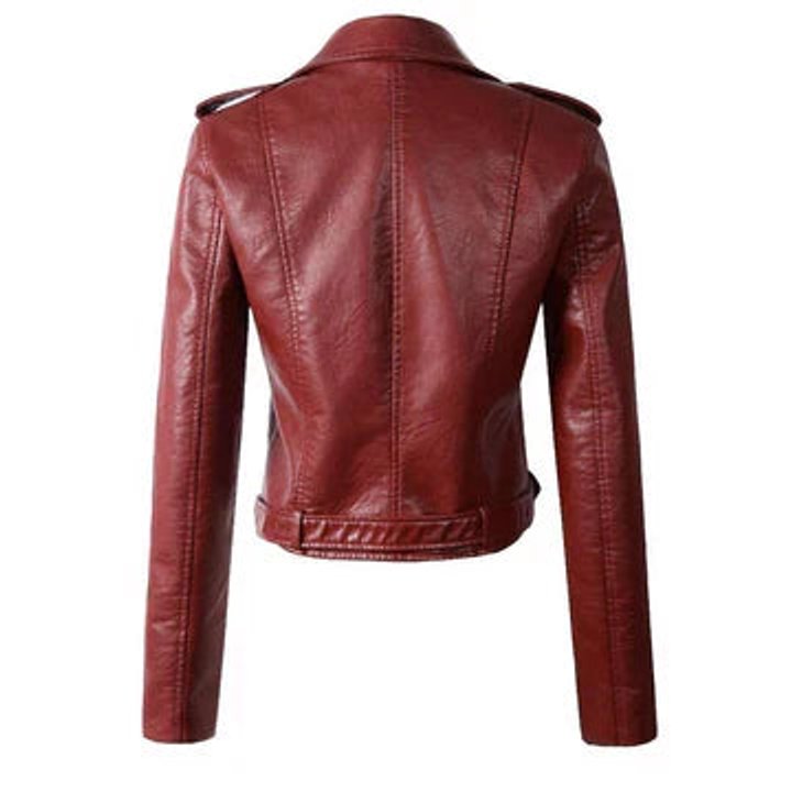 Annika Faux Leather Cropped Biker Jacket