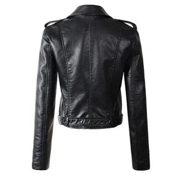 Annika Faux Leather Cropped Biker Jacket