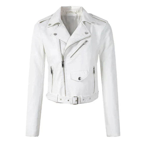 Annika Faux Leather Cropped Biker Jacket