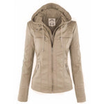 Katharina Faux Leather Biker Jacket with Detachable Hood