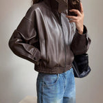 Amelie Faux Leather Bomber Jacket