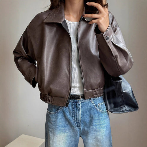 Amelie Faux Leather Bomber Jacket