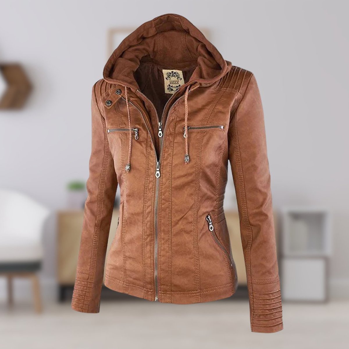 Annika Faux Leather Hooded Jacket