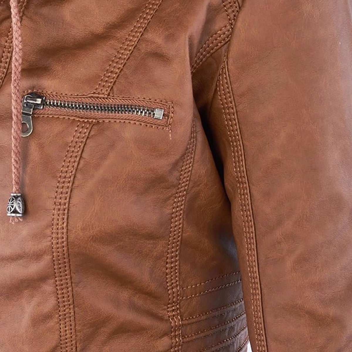 Annika Faux Leather Hooded Jacket