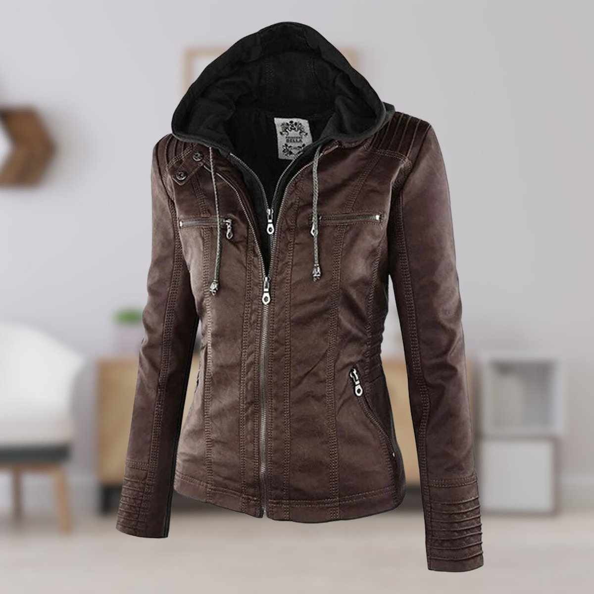 Annika Faux Leather Hooded Jacket