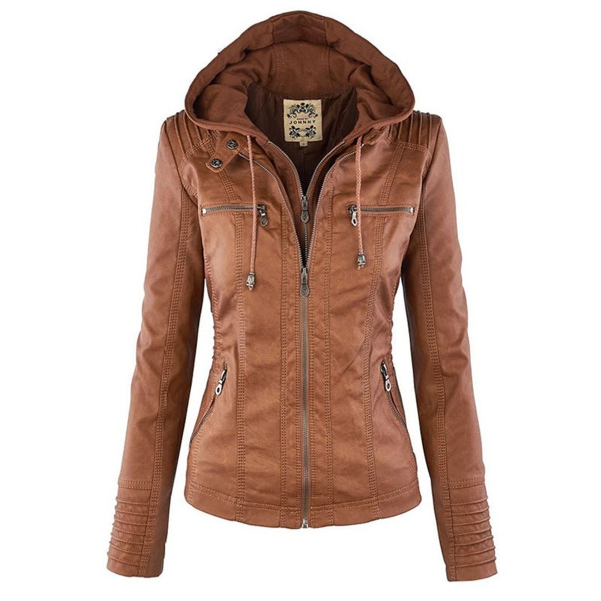 Annika Faux Leather Hooded Jacket