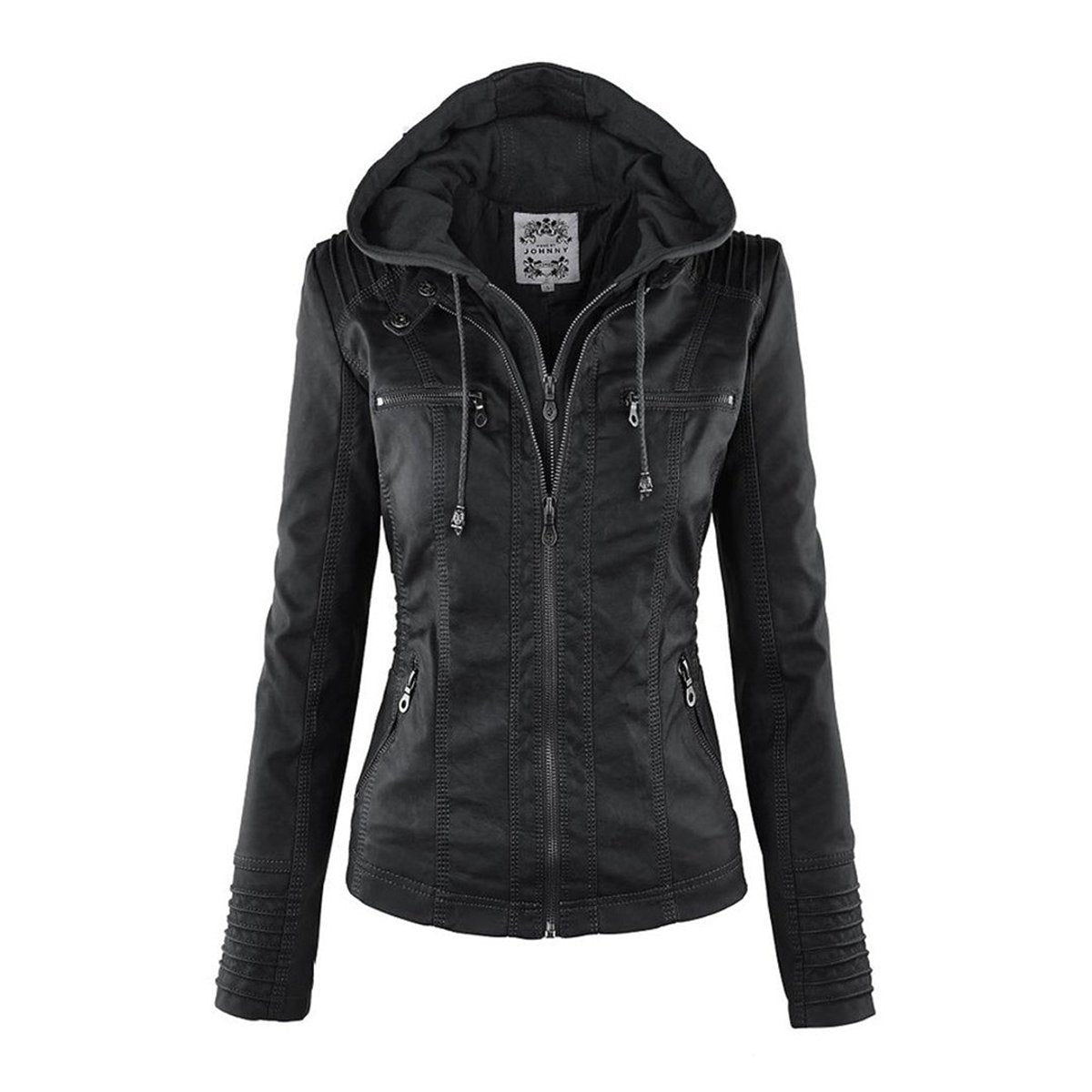 Annika Faux Leather Hooded Jacket