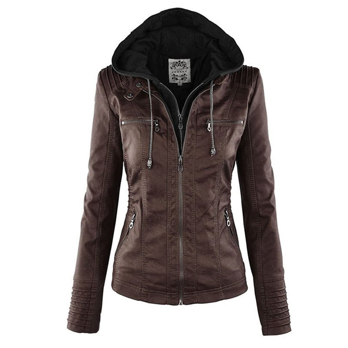 Annika Faux Leather Hooded Jacket