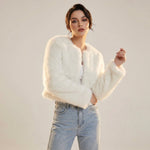 Lena Faux Fur Cropped Cardigan Jacket