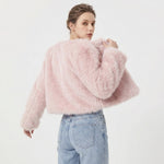 Lena Faux Fur Cropped Cardigan Jacket