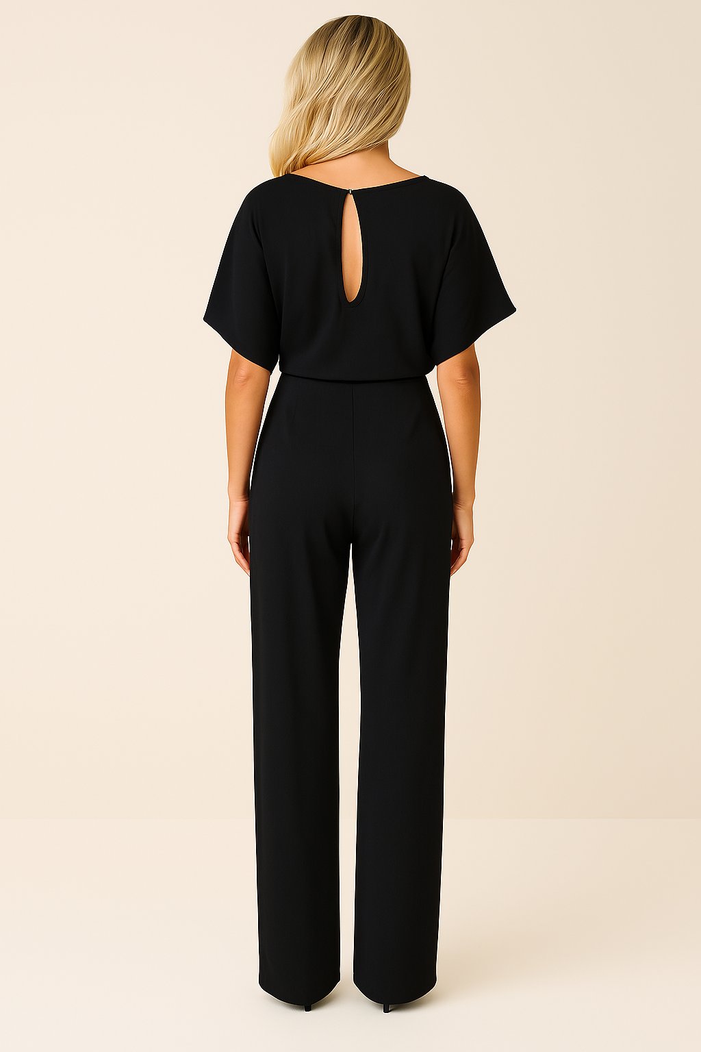 Greta Short-Sleeve Wide-Leg Tie-Waist Jumpsuit