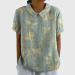 Katharina Floral Linen Blouse with Peter Pan Collar
