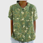 Katharina Floral Linen Blouse with Peter Pan Collar