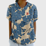 Katharina Floral Linen Blouse with Peter Pan Collar